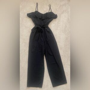 Banana Republic Ruffle V-Neck Jumpsuit Romper Size 4P NWT BLK Classic Minimalist